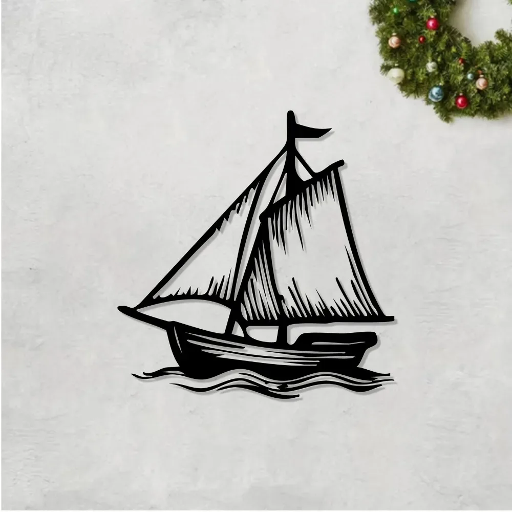 CIFBUY Segelboot-Metallkunst XL Aluminium-Hängeskulptur Wetterfeste nautische Plakette als Ornament für die Dekoration von Garten und Terrasse im Freien