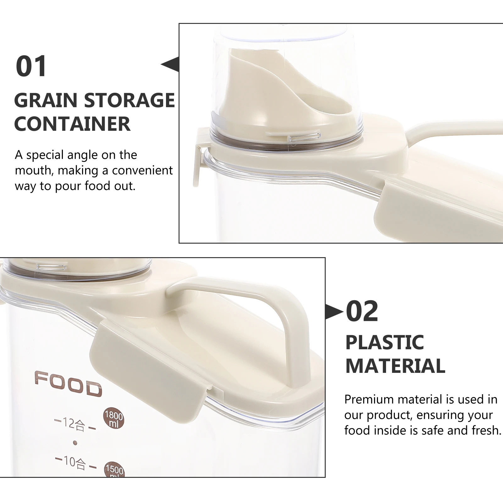 

Grain Storage Box Food Containers Bead Coffee Canister Kitchen Plastic Rice Holder Bean Canisters with Lids Airtight