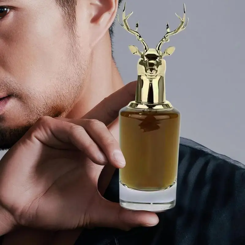 75ml Eau de Parfum for Men Perfume Oil Lasting All-Day Spray with Deer Decor Vintage Aromatherapy Woody Scent for Birthday