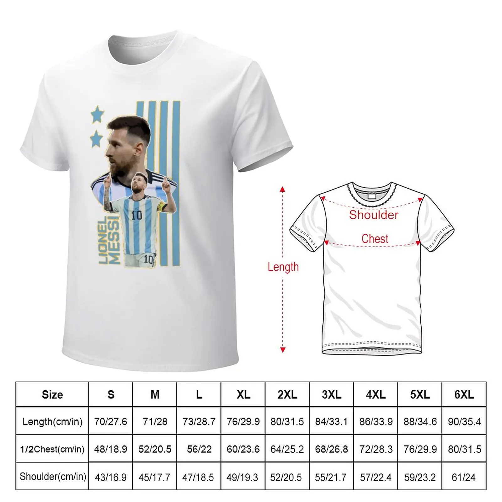 Leão e Andrés e Messi e Argentina No 10 GOAT Caricatura 17 Top Tee Motion, Qualidade de Viagem, EUA Tamanho, Gráfico, CELEBRAÇÃO