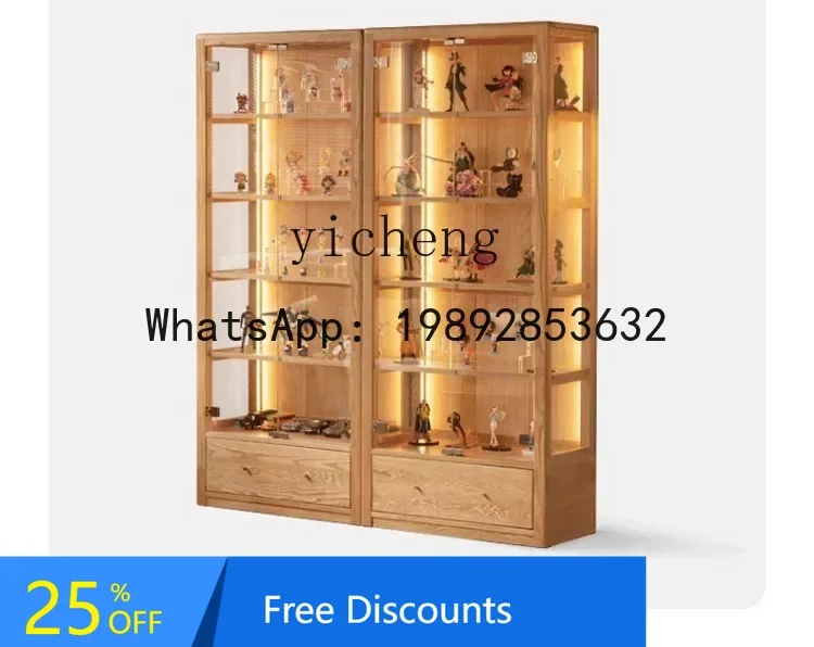 

AA solid wood against the wall floor-to-ceiling door bookshelf household display storage cabinet locker