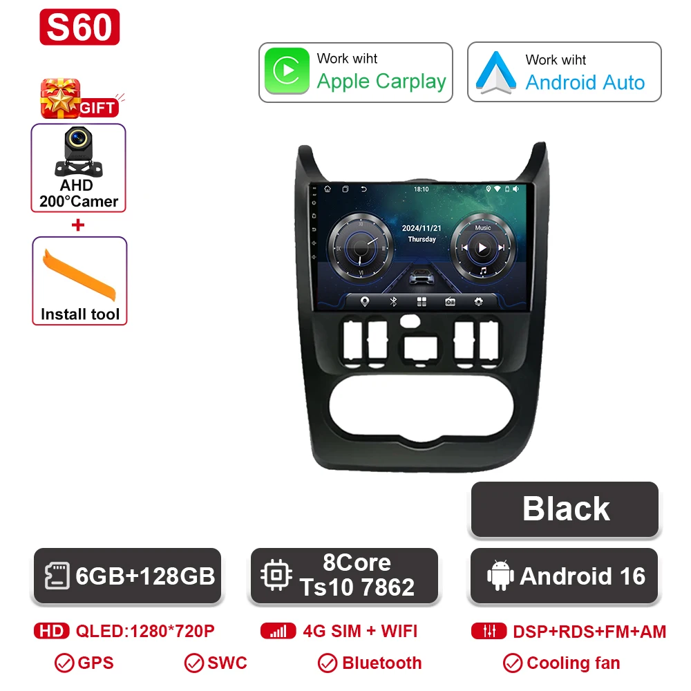 Android 16 autoradio voor Renault Logan 1 Sandero 2009 - 2015 voor Dacia Duster 2010 - 2017 auto multimedia videospeler navigatie