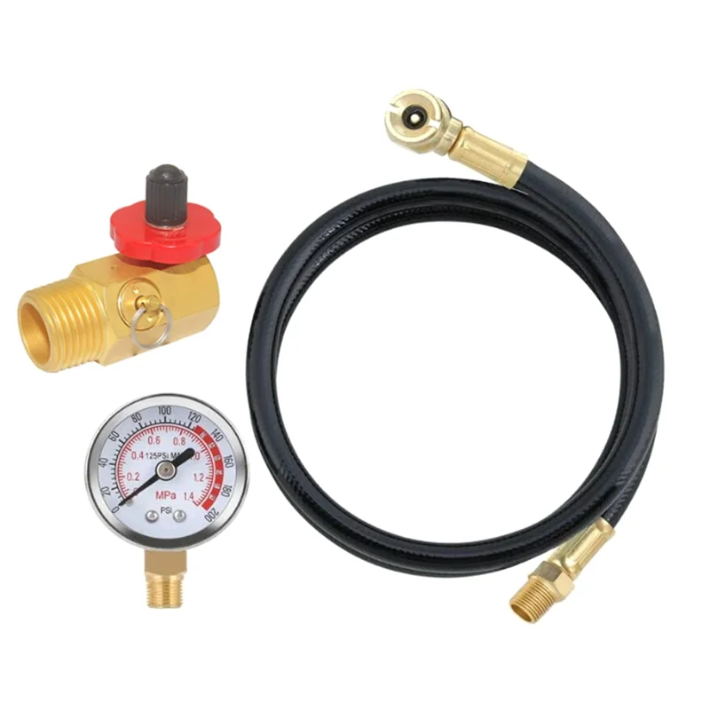 

Air Tank Repair Kit W/Safety Valve, Pressure Gauge and 4 Feet Air Tank Hose Assembly Kit for Portable Carry Tank