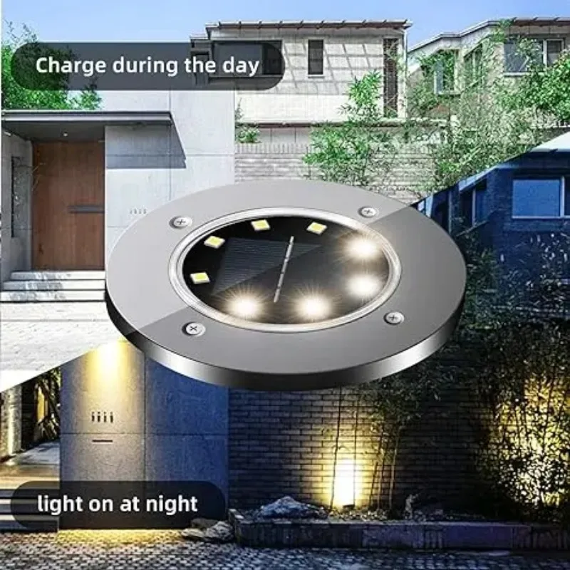 1/6Pcs Solar Ground Lights Waterproof Outdoor, LED Underground Light Landscape Garden Lights for Pathway,Yard,Lawn,Driveway