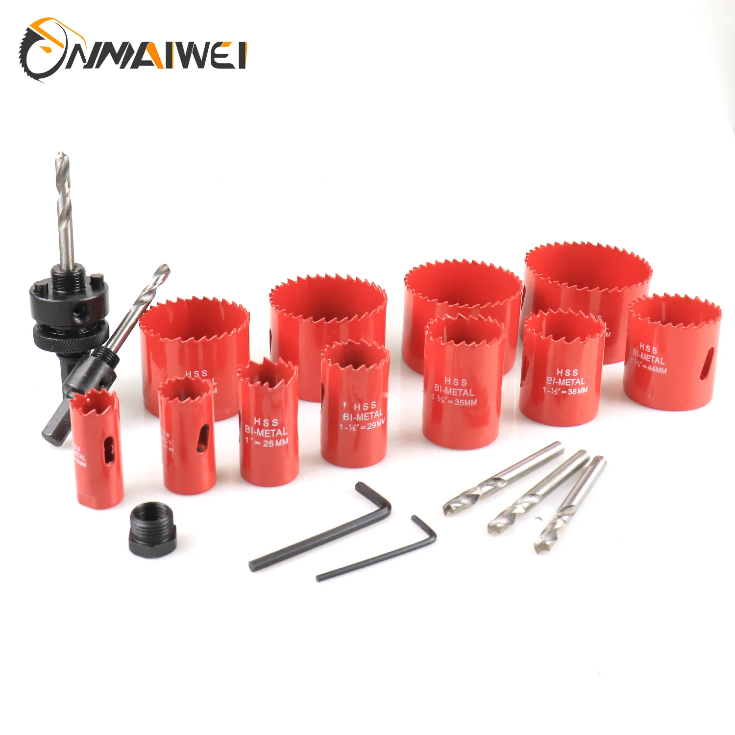 Kit de sierra perforadora bimetálica, 19 Uds., cortador de agujeros resistente con Estuche de transporte, Ideal para tableros de cornhole de Metal,