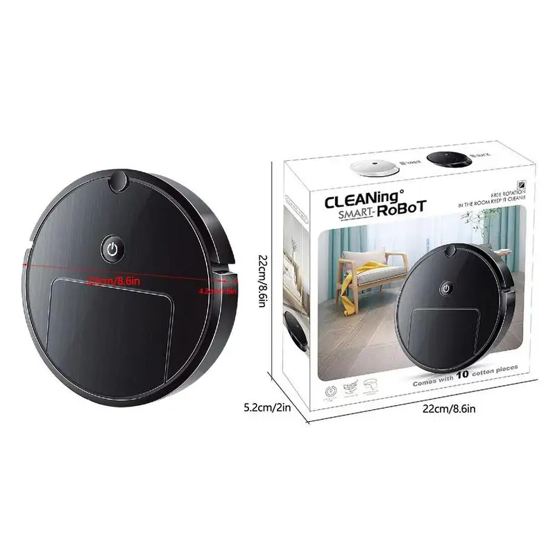 Slim-Removing Cleaning Robot With 10pcs Replaceable Mop Strong Suction Vacuum Cleaner For Pet Floor Home Hair Apartment