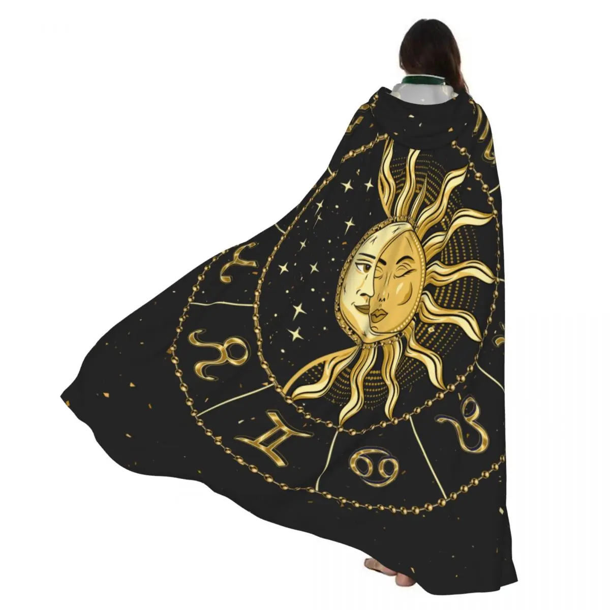 

Плащ ведьмы, колесо гороскопа со знаками зодиака, костюм для косплея на Хэллоуин, плащ унисекс для взрослых, накидка в стиле ретро