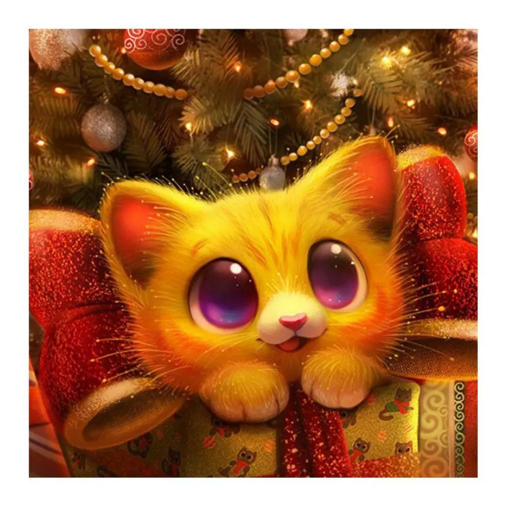 

Crystal Full Square Diy Diamond Painting Cross Stitch AB Yellow Cat 5D Mosaic Drill Embroider Home Decor Needlwork Rhinestones