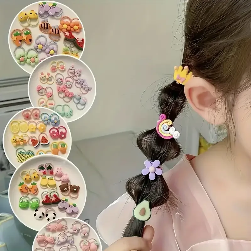 50PCS Children's Rubber Band Hair Ring Cute Hair Friendly Thread Small Summer Baby Thumb Ring Hair Size Less Hair Rope, Suitable