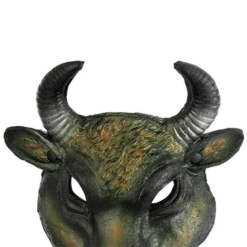 3D realista Buffalo Bull cabeça meia máscara facial, cabeça animal, traje de Halloween, Páscoa, festa de carnaval, adereços