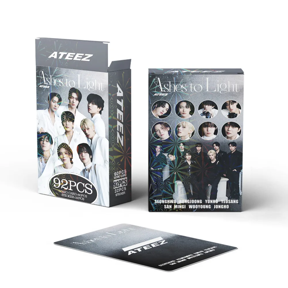 Picture 7: 92Pcs/Set Kpop Idol ATEEZ New Album Ashes To Light Lomo Cards Hongjoong unho Yeosang San HD Printd Photocards Sticker Fans Gift