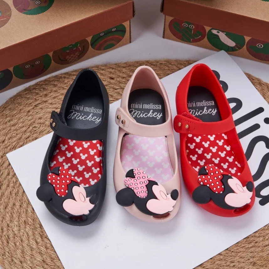 Disney Mickey Mouse Minnie Girls Jelly Baby Cartoon Soft Soled Sandals Kids Summer Beach Shoes Cosplay Princess Shoe