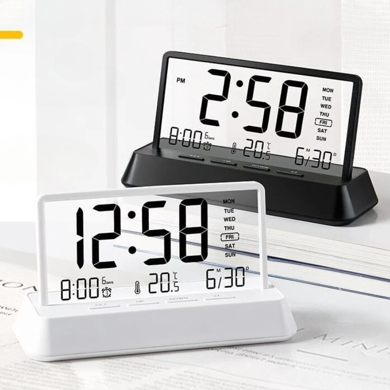 

Desktop Large LCD Screen Electronic Clock Thermometer Ultra-thin Multifunction TemperatureMonitor Digital Clock Tools for Home