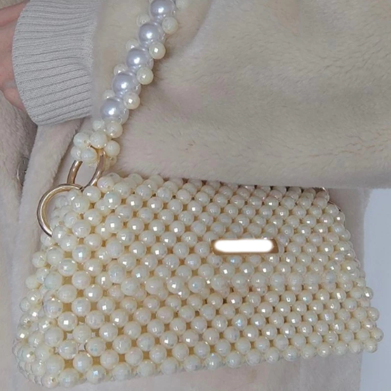 

Маленькие квадратные сумки с жемчугом для женщин, высококачественная элегантная женская сумка Ins, акриловая женская сумка с откидной крышкой ручной работы, настраиваемая