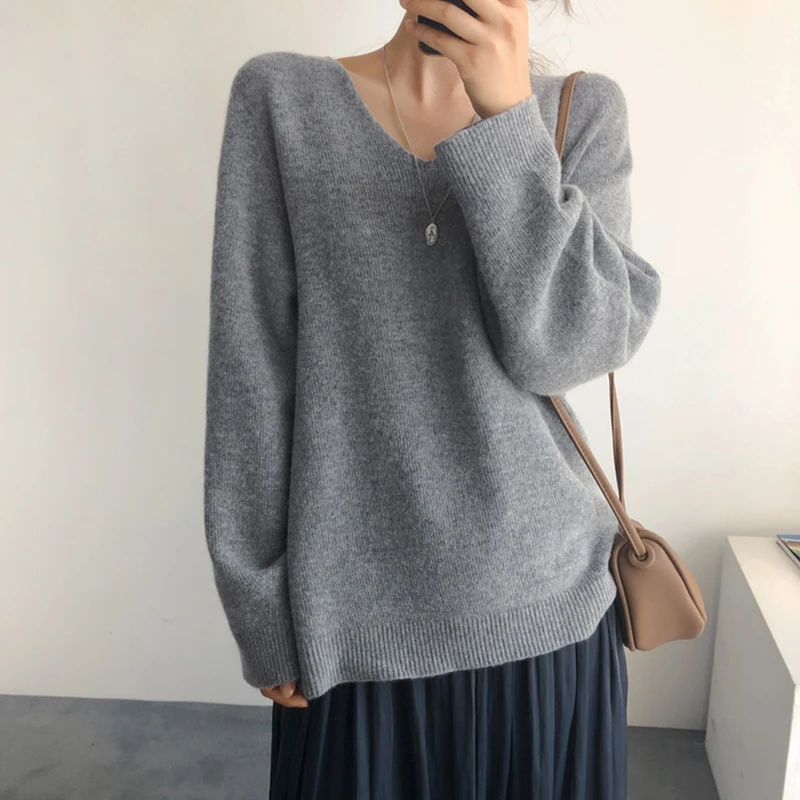 ay V-Ne maglione oversize da donna alla moda semplice Sle primavera autunno versatile strato base lavorato a maglia Top coreano Sle Pendolarismo