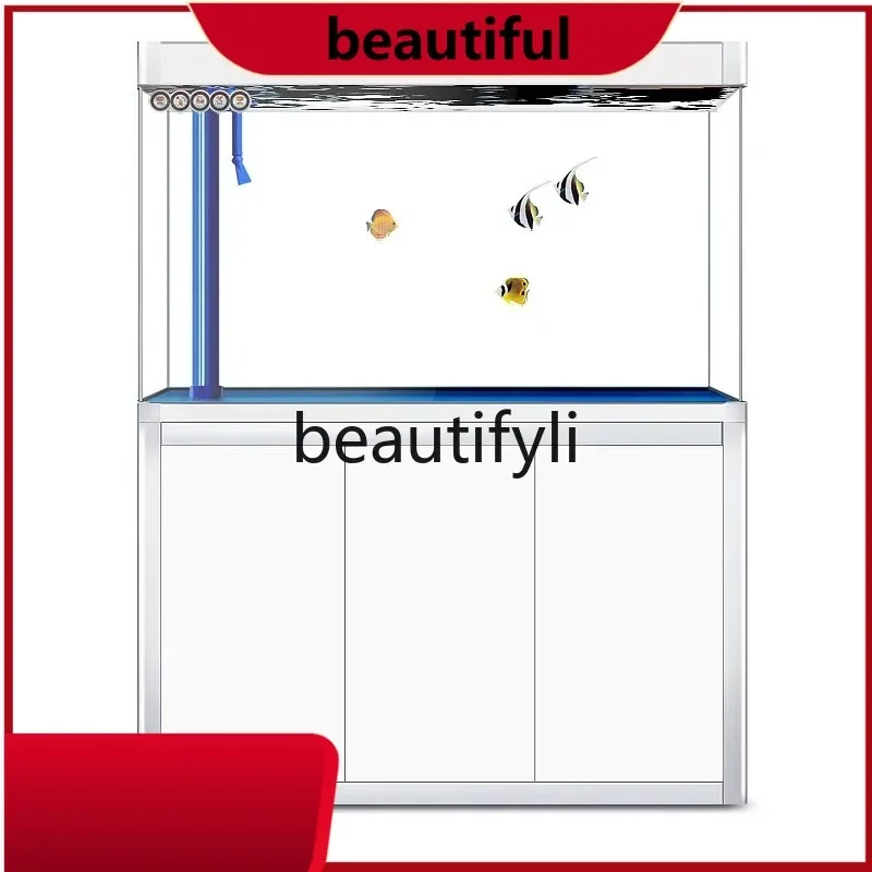 Fish tank bottom filter medium and large glass screen partition floor ultra-platinum fish tank  H
