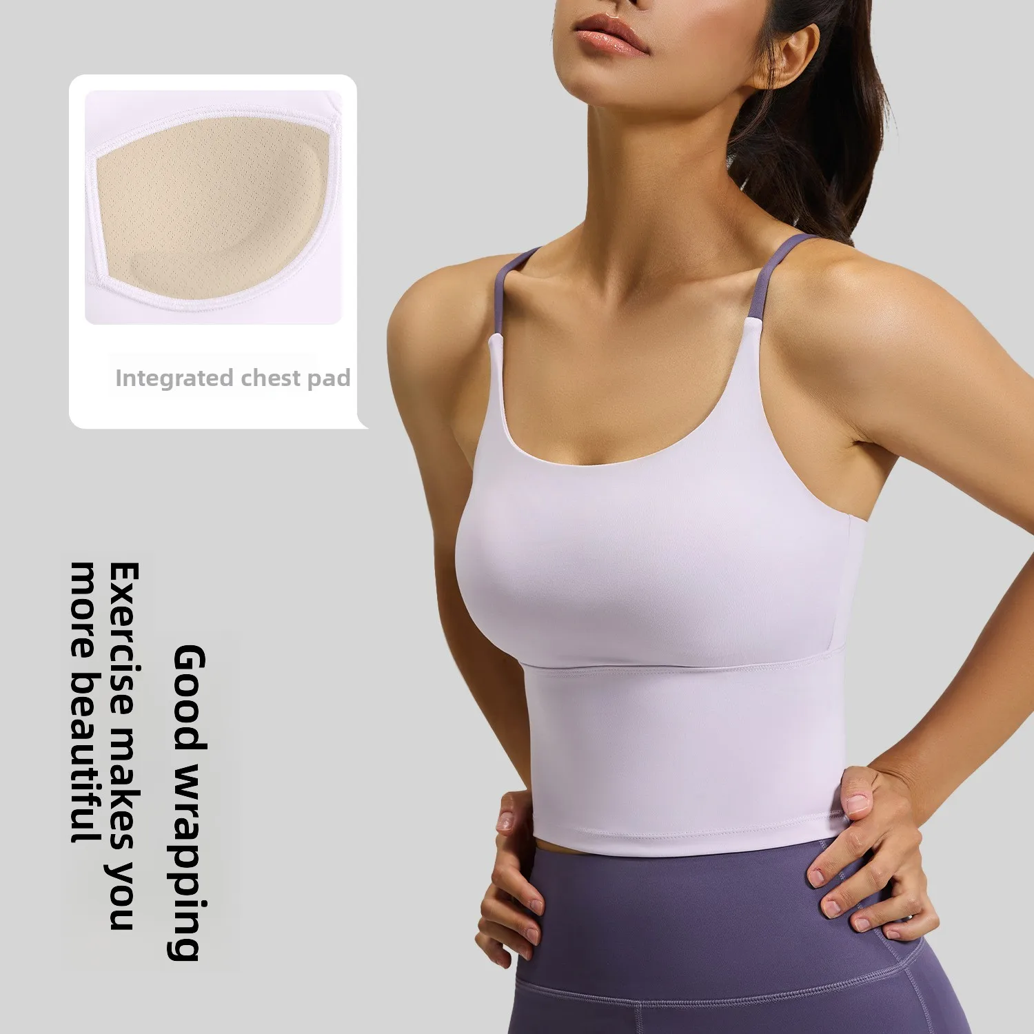 Latest Model High Elastic Nude Sports Underwear Women's Summer Belt Chest Pad Yoga Bra Fitness Vest Top Sling