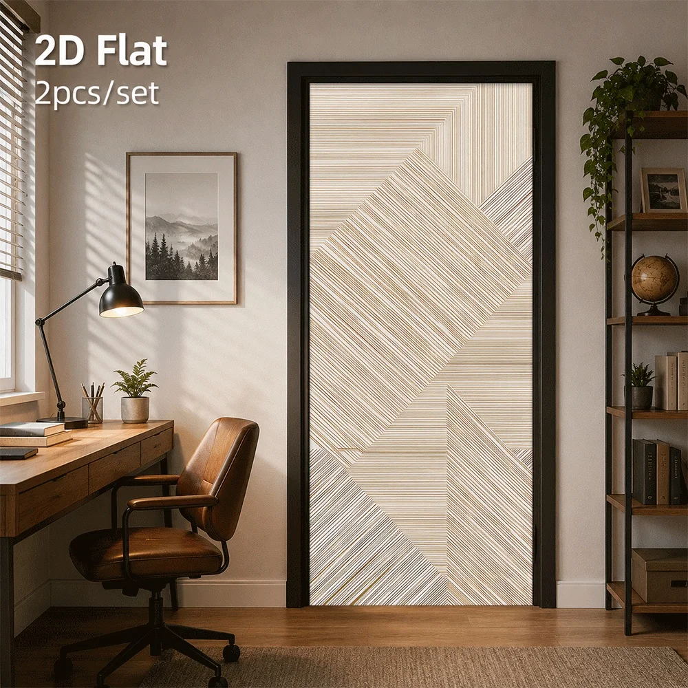 1 piece of modern minimalist geometric line door sticker self-adhesive decorative renovation sticker 2D flat