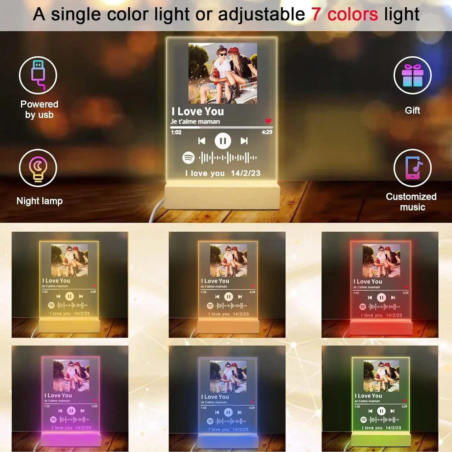 لوحة أغاني مخصصة تعرض رمز الموسيقى الشخصي مع كلمات الذكرى السنوية كريستال للأزواج هدية الزفاف مع أغنية مخصصة