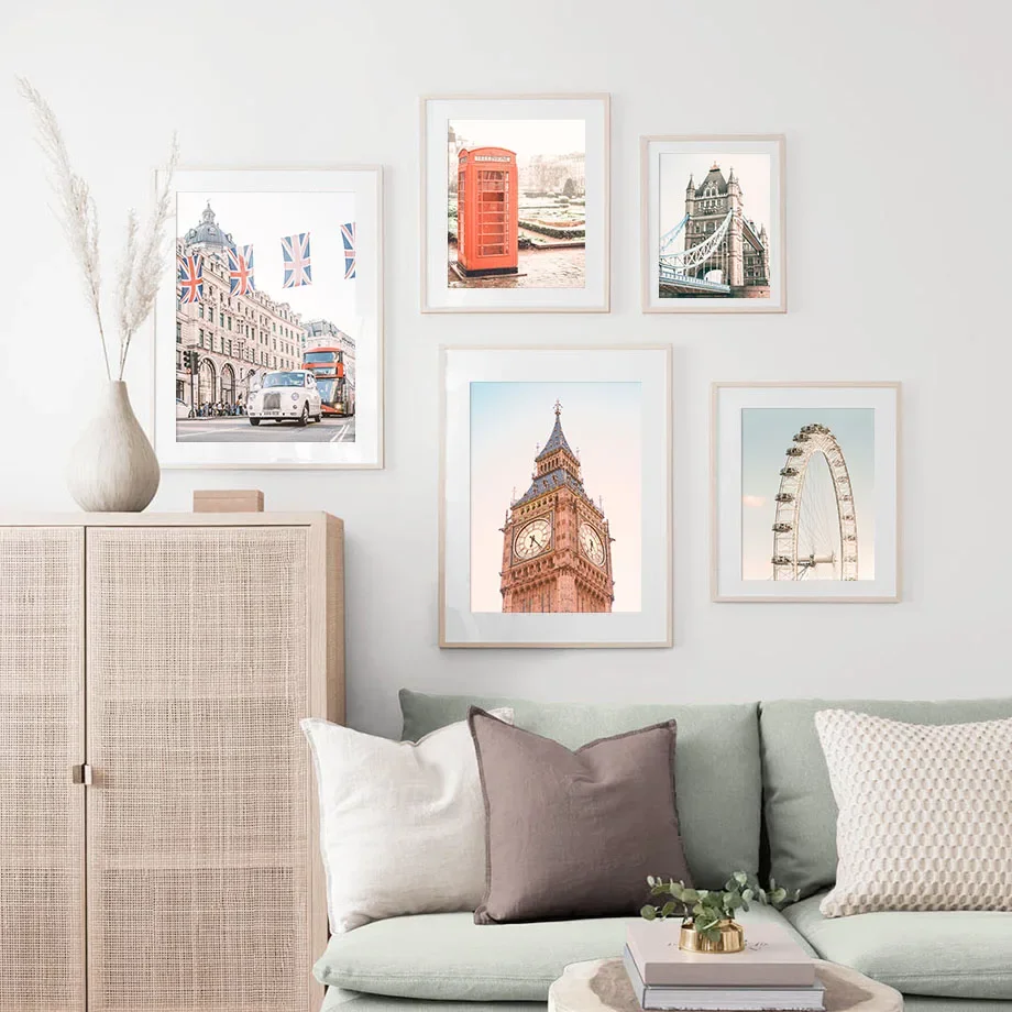 UK Big Ben Ferris Wheel Brooklyn Bridge Nordic Posters And Prints Wall Art Canvas Painting Wall Pictures For Living Room Decor