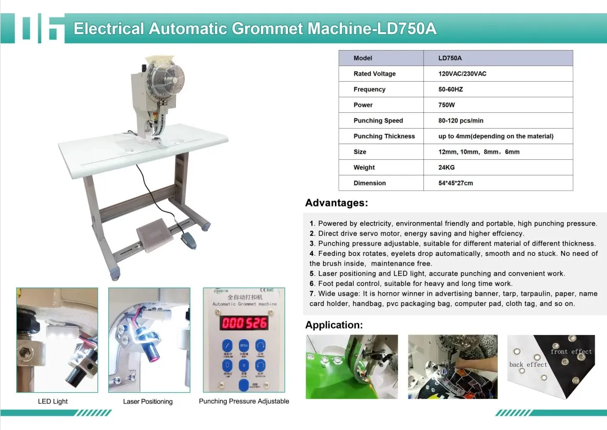 Special Link - 1 pc LD750A Electric Automatic Grommet Machine + 25k pcs eyelets + Express to Poland