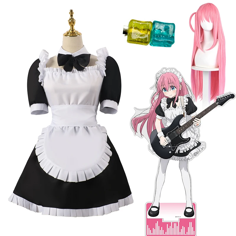 Gotou Hitori Cosplay Anime Bocchi The Rock Gotou Hitori Costume Cosplay Sexy Cameriera Uniforme Parrucca Donne Costumi di Halloween