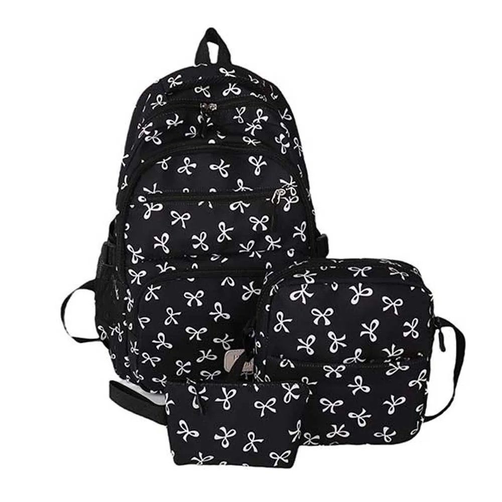 Tagesrucksack Dreiteiliges Schultaschen-Set Große Kapazität Lässiger Nylon-Schulrucksack mit Schleife Feste Gurtband-Umhängetasche Schultasche für Schüler – Detail 9