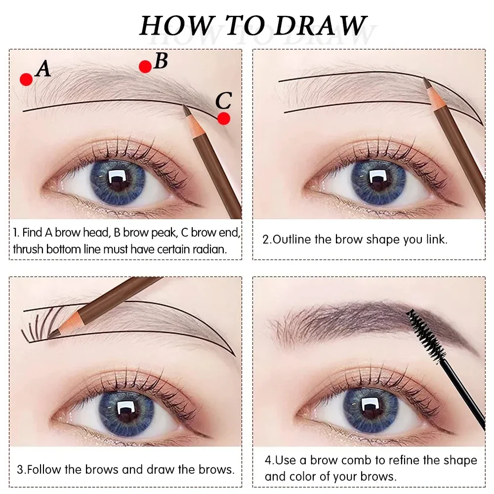 5Pcs Augenbraue Bleistift Microblading Liefert Wasserdichte Augenbraue Tattoo Tönung Enhancer Mit Spitzer Stirn 10Pcs Stirn Trimmer Klinge – Detail 4