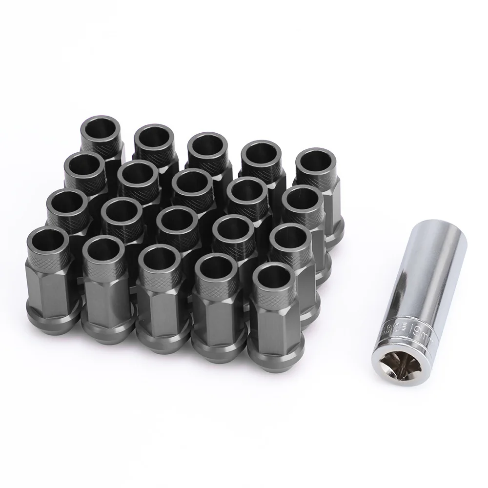 19HEX Blox Nuts Security Key Wheel Nuts Lug Nuts M12x1.5 M12x1.25 M14x1.5 Length 50mm With Aluminum Alloy 7075-t6