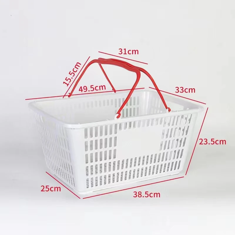 

[Customized]Supermarket Plastic Rolling Basket With Wheels Shopping Basket Store