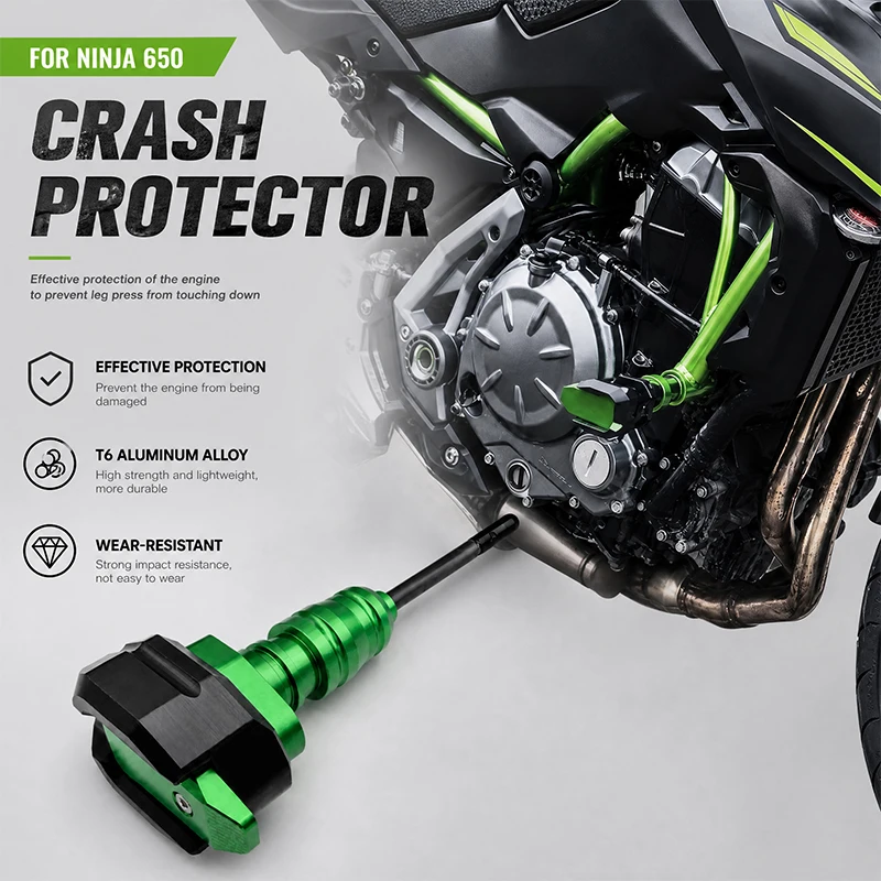 CNC Machined Motorcycle Crash Sliders Frame Anti Crash Protector Falling Protection Rod For Kawasaki Z650 Ninja650 Ninja Z 650 A