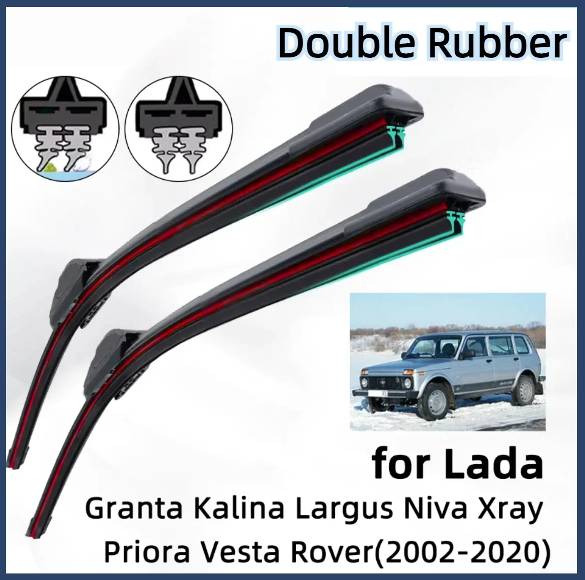 

Double Rubber Car Wiper for Lada 2113 Granta Priora Vesta Xray Rover Front Wiper Blades Brushes Cutter Accessories Windscreen