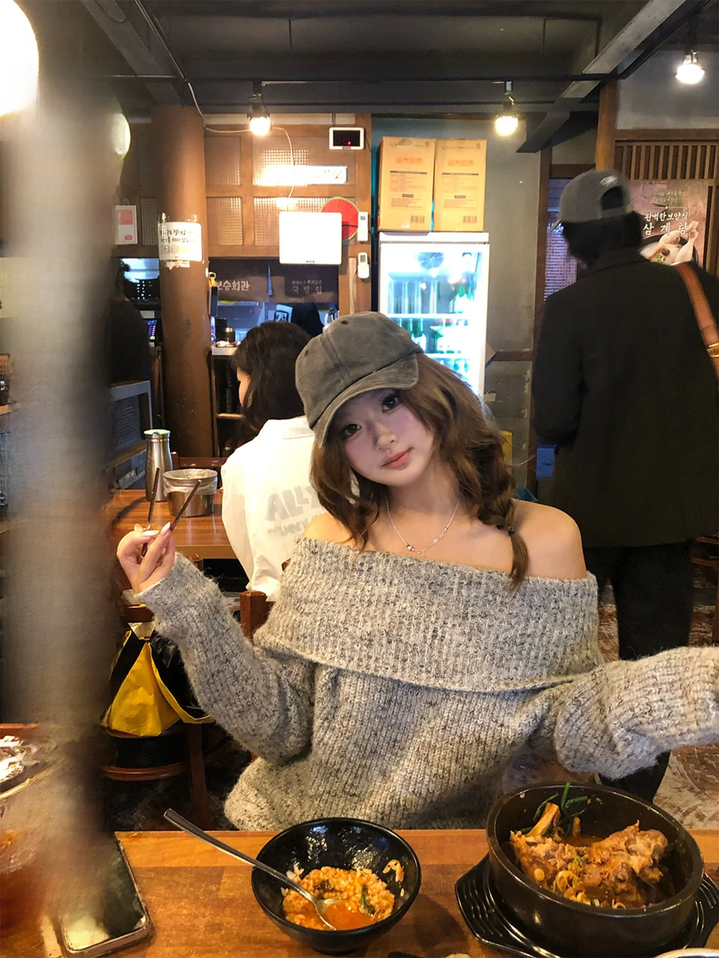 

Lazin Waltz Korean Sle plus Size Basic Loose Slimming One oulder Knitted Sweater Comfortable Commute Sle Autumn Winter