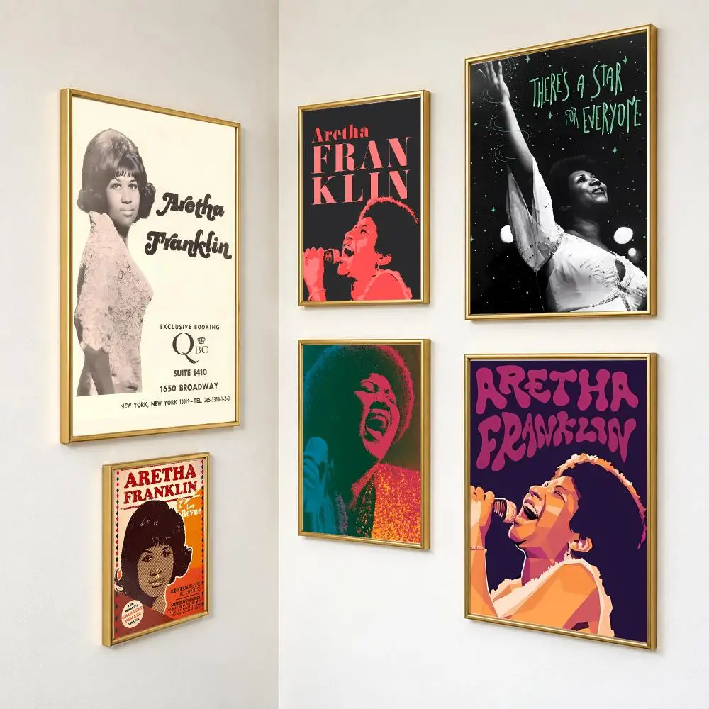 Powerful Timeless Artist A-Aretha Franklin Poster Peel And Stick PP Series HD Frameless Wall Indoor Decor Gift