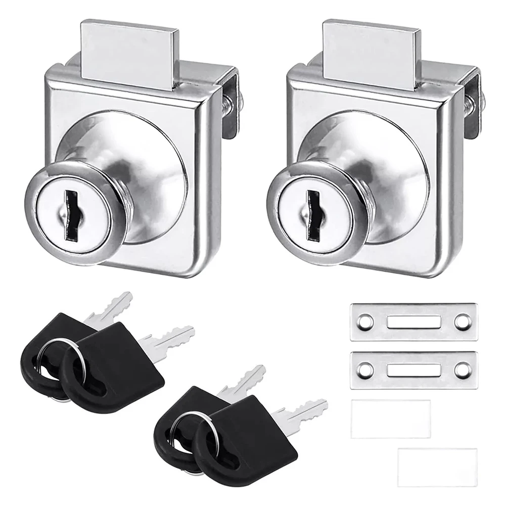 Glass Cabinet Replacement Locks 2 Pack of Anti Rust Zinc Alloy Single Door Locks with Simple Installation Process