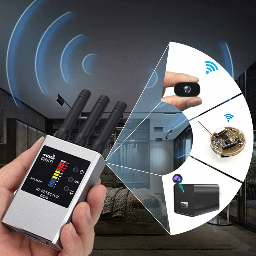 Radio RF-signaaldetector Wifi Verborgen camerazoeker Anti-Spy Luisterveegmachine Mobiele telefoon Bugs Draadloos luisterapparaat GPS-tracker