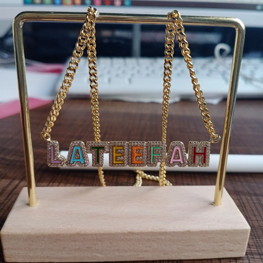 2023 Custom Name Enamel Colorful Necklace Personalized Necklace For Women Name Necklaces Pendant Necklace Jewelry Gift