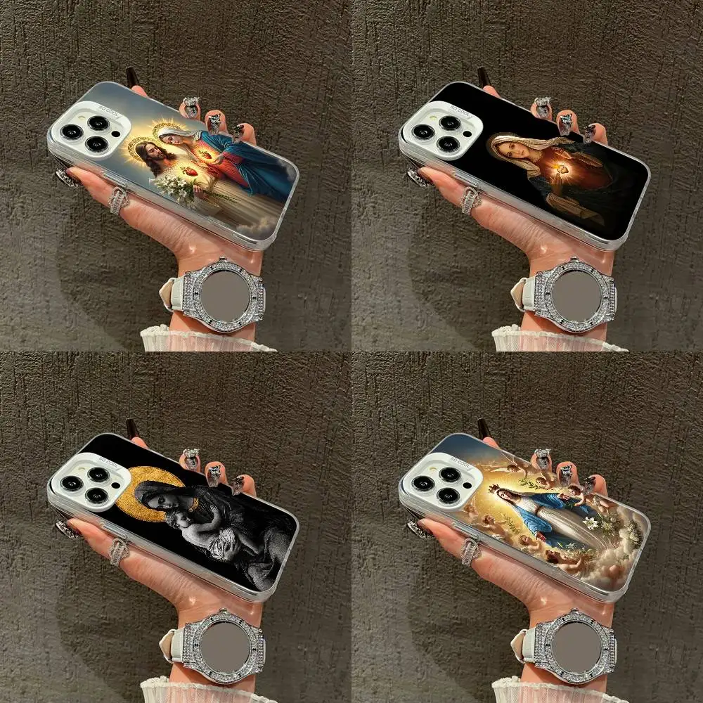 

Phone Case For iPhone 16,15,14,13,12,11,Mini,Pro,E,XS,SE4,MAX Mother Jesus Christ Virgin Mary White IMD Box