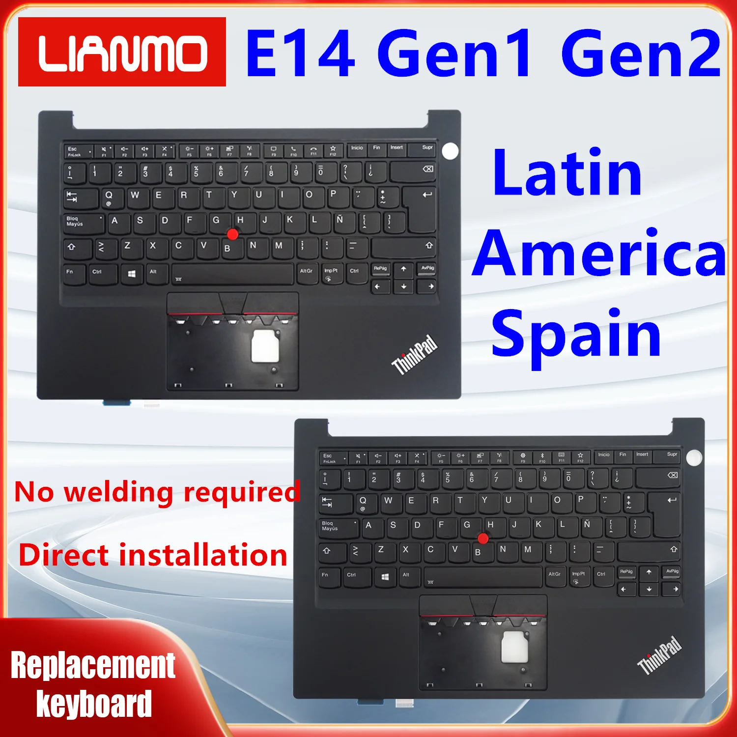 Latin language notebook keyboard Suitable for Lenovo ThinkPad E14 Gen1 E14 Gen2 Gen3 Gen4 C-shell keyboard With backlight