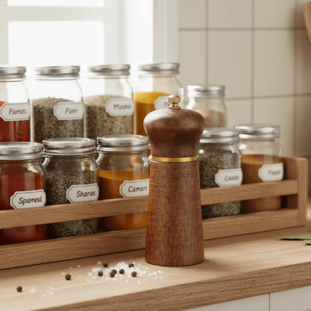 Vintage Wooden Salt and Pepper Grinder Handheld Adjustable Particle Size Pepper Mill Manual Wear-resistant Seasoning Bottle