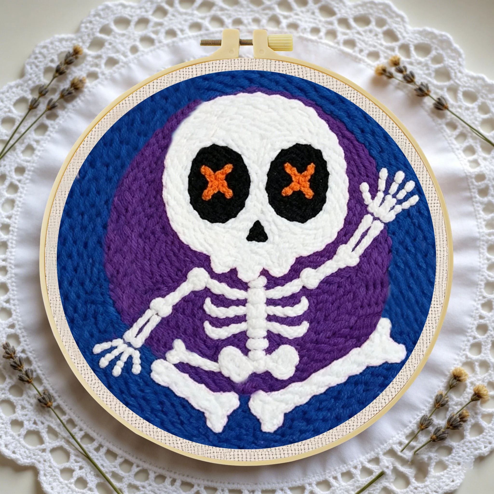 Anfänger-Halloween-Punch-Needle-Stickerei-Set 20x20cm 1 Stück Entspannendes Grusel-Geist-Kürbis-DIY-Set für Süßes oder Saures Partydekoration – Detail 4