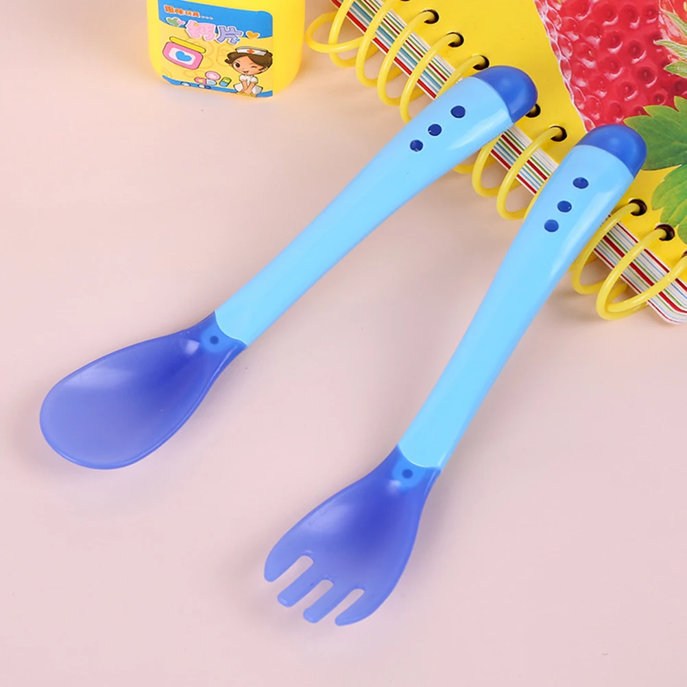 

4Pcs Baby Tableware Temperature Sensing Fork Spoon Infant Cutlery Set Safe Eco Friendly Toddler Feeding Utensils