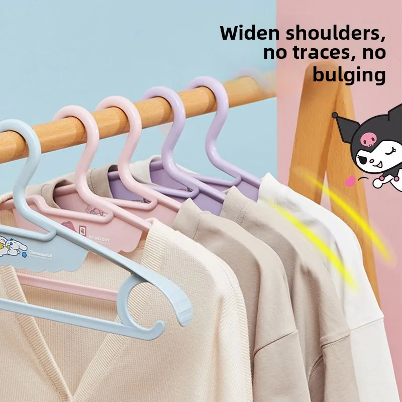 Cartoon kuromiMy melodyCinnamoroll anime clothes hanger wide shoulder traceless dormitory home clothes drying rack anti-slip new