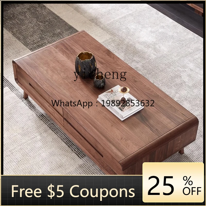 

Журнальный столик UU из североамериканского черного ореха для маленькой квартиры, простой скандинавский журнальный столик из чистого массива дерева для гостиной