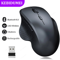 Bluetooth 5.2 Mouse 2.4G Wireless Mouse 6 Keys Dual-Mode Rechargeable Gaming Mouse 1600DPI Optical Mouse For PC Laptop Tablet
