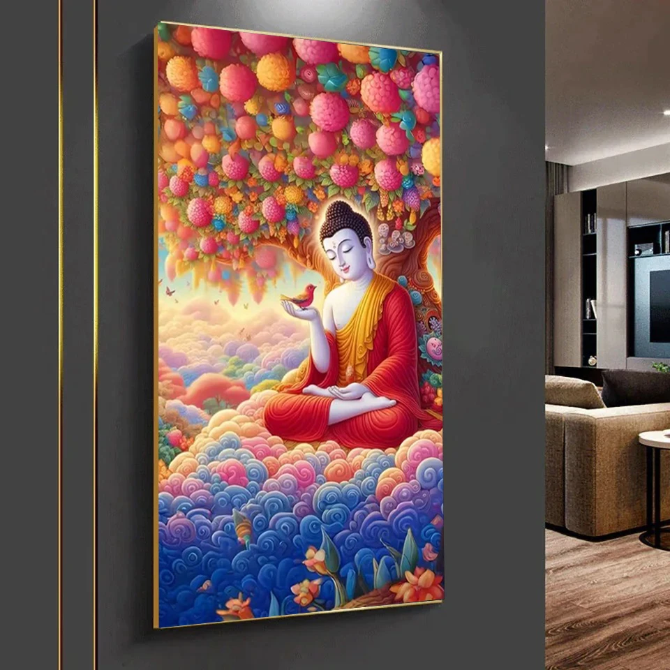 Fantasy Buddha Zen Landscape 5D Full Round Square Diamond Painting Buddhist Sculpture DIY Drills Mosaic Embroidery Cross Stitch