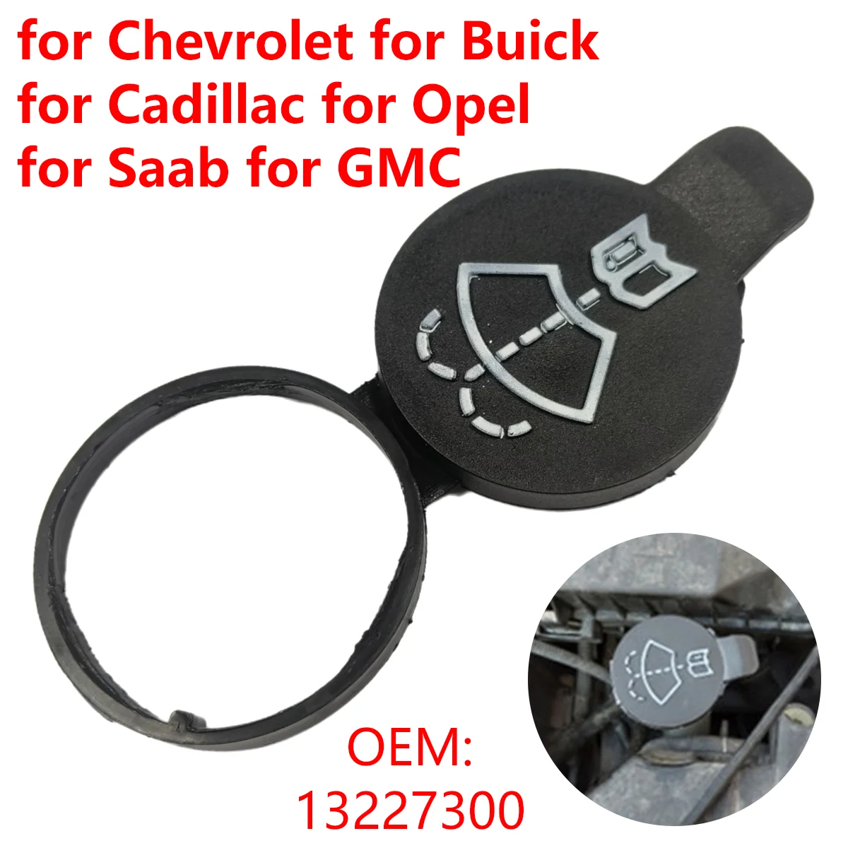 Cubierta de la tapa de la botella del tanque del depósito de líquido de la lavadora del limpiaparabrisas del coche 13227300   Para Chevrolet Buick Cadillac Opel Saab GMC