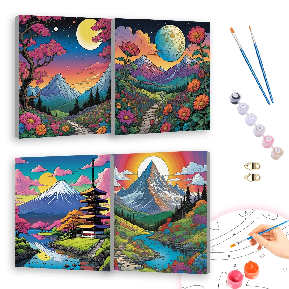 

RUOPOTY Painting Paints By Numbers scenery 20X20cm ready Frame Diy Drawing Acrylic Paints Color Markers Wall Decoration For Home