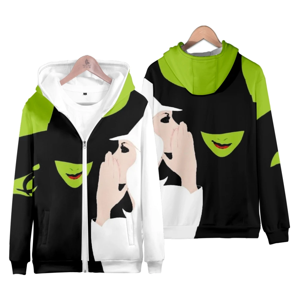 WICKED The Musical 3D Print Zip Up mujeres/hombres Sudadera con capucha Hip Hop Elphaba Cosplay niños/niñas niños chaqueta con capucha con cremallera