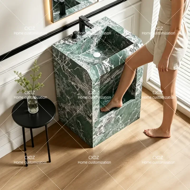 Slate Column Basin Floor Standing Sink Balcony Household Foot Washing Basin No Bending Pet Dog Integrated Wash Station